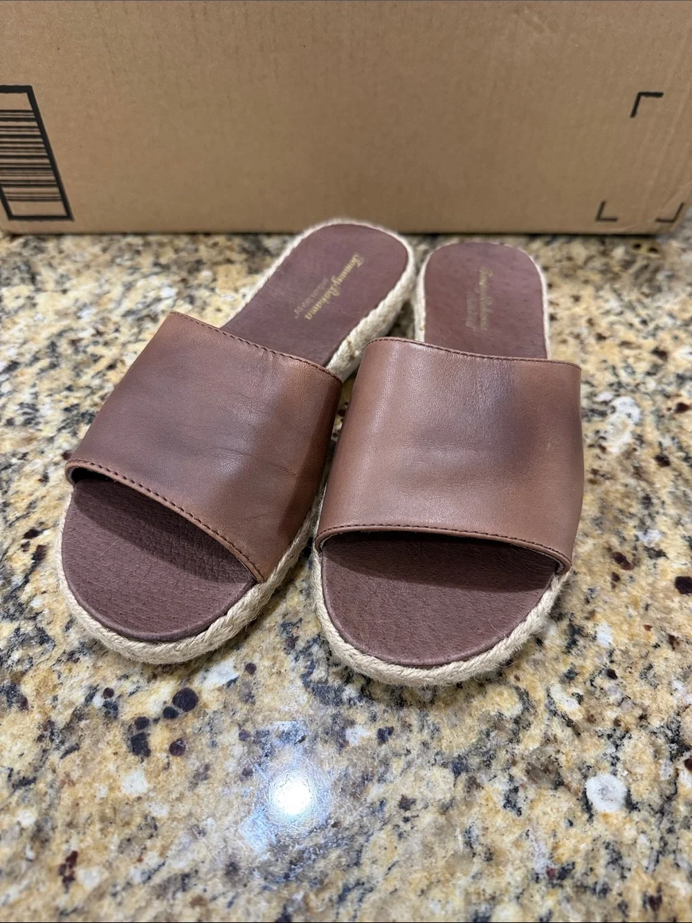 Tommy Bahama Brown Leather Slide Espadrilles